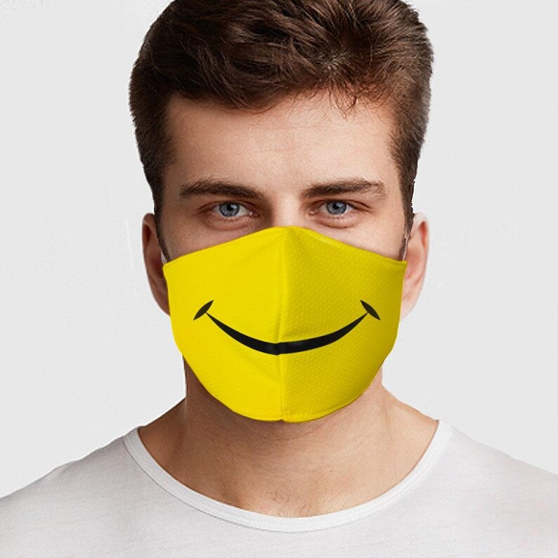 Smiley Face Mask/Face Cover Designer Face Mask Reusable Face Etsy