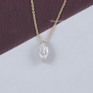 1 Carat Marquise Cut Lab Diamond Solitaire Necklace, Conflict Free Diamond Engagement Necklace, CVD Diamond Wedding Necklace Gift For Love