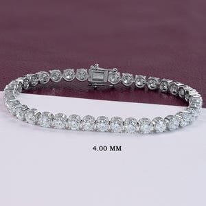 Round Cut Conflict Free Diamond Tennis Bracelet, Lab Grown Diamond Wedding Bracelet, 14K Solid Gold Bracelet, CVD Diamond Bracelet For Her