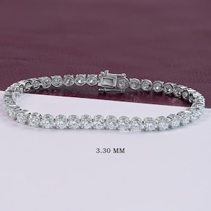 Round Cut Lab Grown Diamond Tennis Bracelet, Conflict Free Diamond Stackable Bracelet, 14K Solid Gold Diamond Bracelet For Wedding Gift