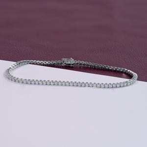 Round Cut Lab Grown Diamond Tennis Bracelet, Prong Set Diamond Wedding Bracelet, Hand Made Diamond Bridal Bracelet, 14K Solid Gold Bracelet