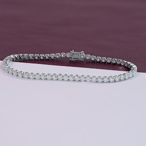 Round Cut Eco Friendly Diamond Tennis Bracelet, Lab Grown Diamond Wedding Bracelet, 14K Solid Gold Bracelet, CVD Diamond Bracelet For Her