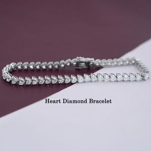 Heart Cut Lab Grown Diamond Tennis Bracelet, Hand Made Diamond Bridal Bracelet, EF-VS Clarity Diamond Bracelet, 14K Solid Gold Bracelet