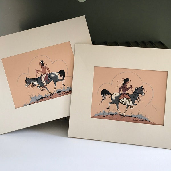 Robert Chee – "First Date" serigraph pair, Navajo Native American, American Indian, Southwest Art, silkscreen, screen print