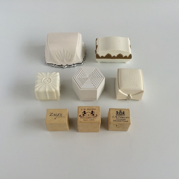 Vintage Ring Boxes - Your Choice, Engagement Wedding Ring Presentation, Valentine, MCM, Art Nouveau Deco, Plastic, Pressed Board, Cardboard