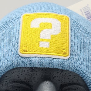 Question Mark Block - Mario Bros Video Game Beanie Winter Hat -  Blue