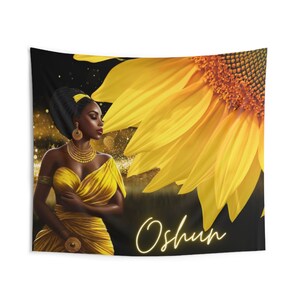 Tapisserie murale Oshun , Tapisserie Orisha Oshun , Bénédiction d&#39;Oshun , Tapisserie Orishas , Oxun Tapiz , panneau Oshun , tapisserie déesse , Ochun yoruba