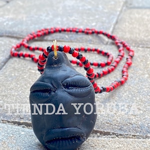 Collar de eleggua eleque eleke de eleggua eshu babalawo santería Ifa Osha yoruba XxL grande amuleto abre caminos