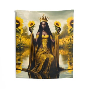 Oshun Wall Tapestry | Panel De Trono | Wall Art Print | Home Decor Wall Art | Wall Hanging Tapestries | Orisha Tapestry | Spiritual Art