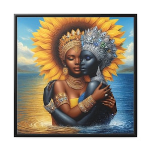Two Waters Canvas: Oshun and Yemaya| Dos Aguas Oshun y Yemaya Cuadro |Orisha Painting| African Goddess Canvas |Santera Gift |Yoruba Santeria