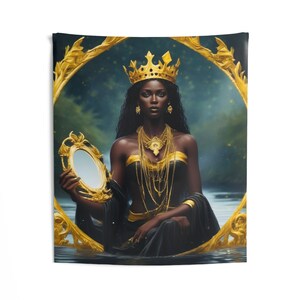 Oshun Wall Tapestry | Panel De Trono | Wall Art Print | Home Decor Wall Art | Wall Hanging Tapestries | Orisha Tapestry | Spiritual Art