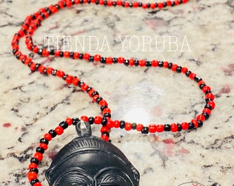 Collar de eleggua eleque eleke de eleggua eshu babalawo santería Ifa Osha yoruba XxL grande amuleto abre caminos