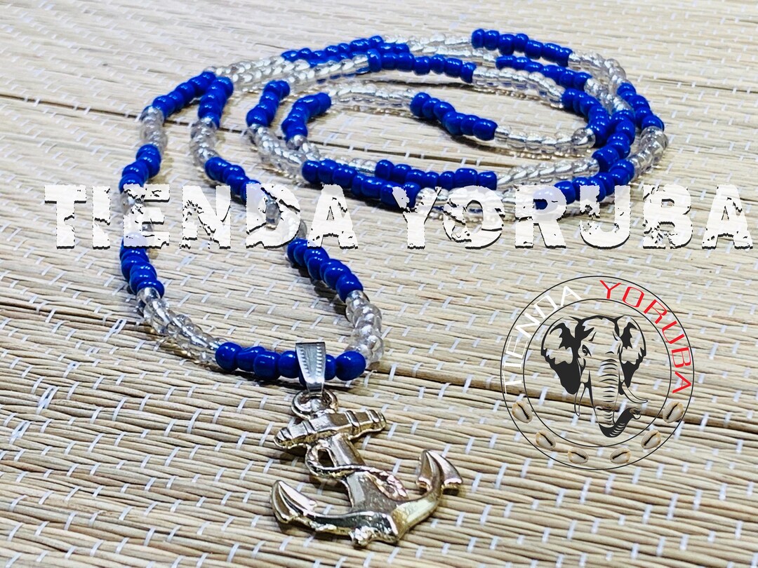 Collar De Yemaya Eleke Santeria Ifa Osha Con Amuleto Etsy