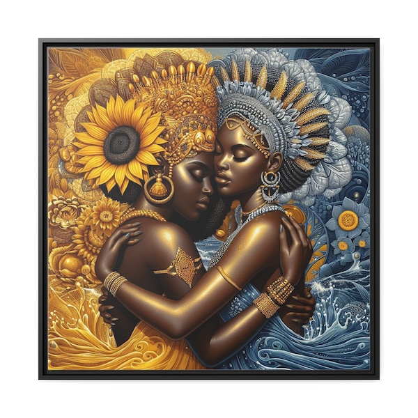 Two Waters Canvas: Oshun and Yemaya| Dos Aguas Oshun y Yemaya Cuadro |Orisha Painting| African Goddess Canvas |Santera Gift |Yoruba Santeria