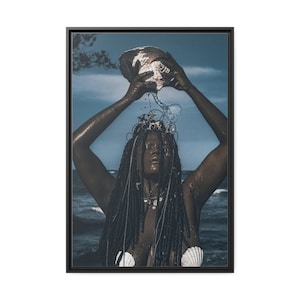 Eco- Friendly Yemaya Art on Canvas Oversized | Orisha Goddess Painting | African Goddess  | Sea God Canvas | Yemaya Cuadro| Yoruba Santeria