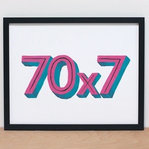 70 x 7 Forgiveness from Matthew 18:21-22 NKJV, Christian Wall Art, Bible Verse Wall Art, Scripture Artwork, Christian Gift, Modern Art