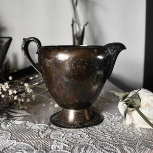 Vintage Ornate Floral Silver Plated Metal Small Cream/Milk Pitcher