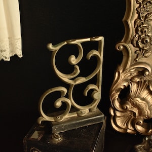 Vintage Brass Gold Tone/Black Rustic Ornate Bookend