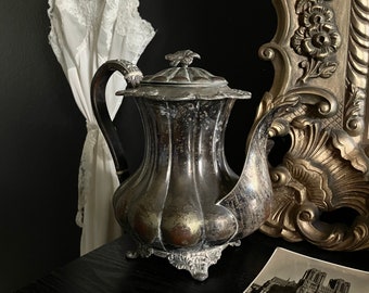 Vintage Ornate Silver Plated Floral Teapot
