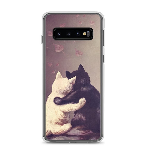 Black cat with flowers Samsung S10 Case