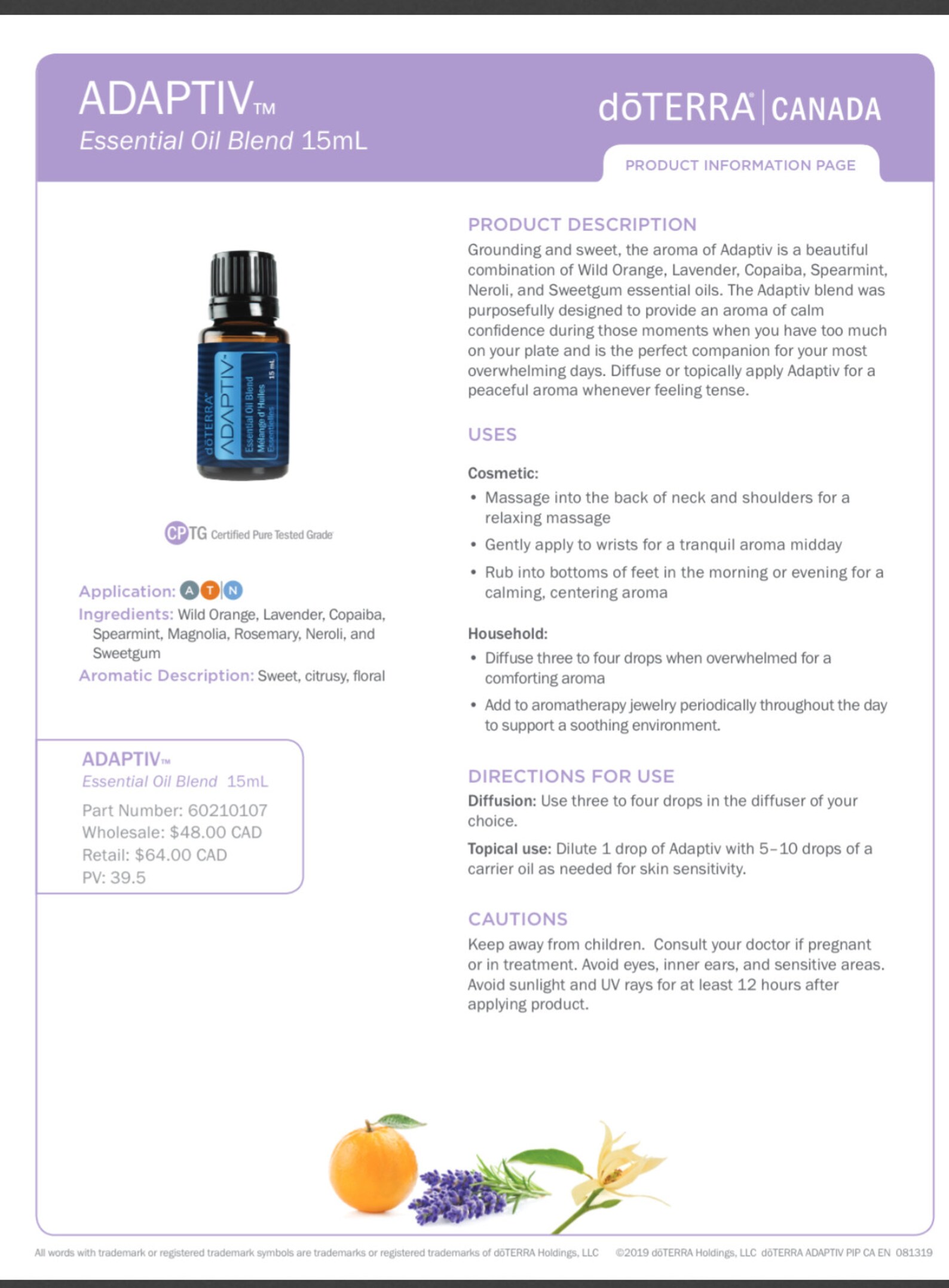 DōTERRA Adaptiv Oil 15ml Calming Blend While Stock Last Etsy
