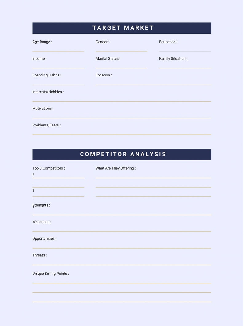 Business Plan Worksheets - Etsy