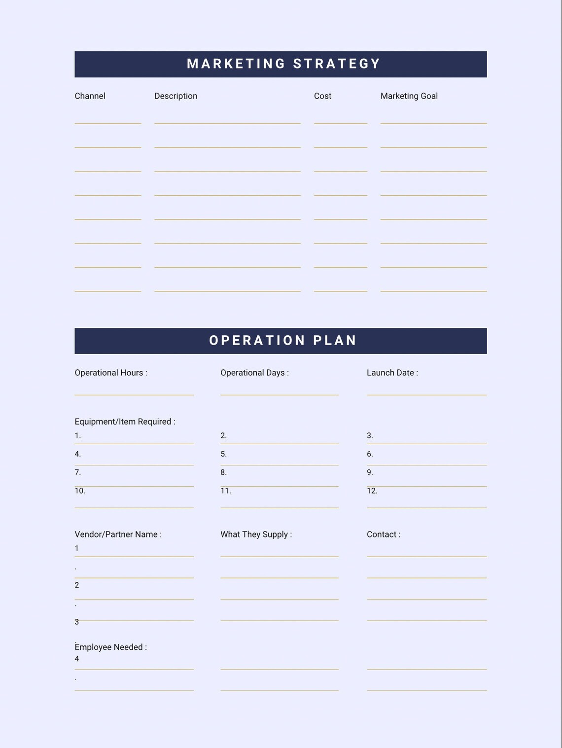 Business Plan Worksheets - Etsy