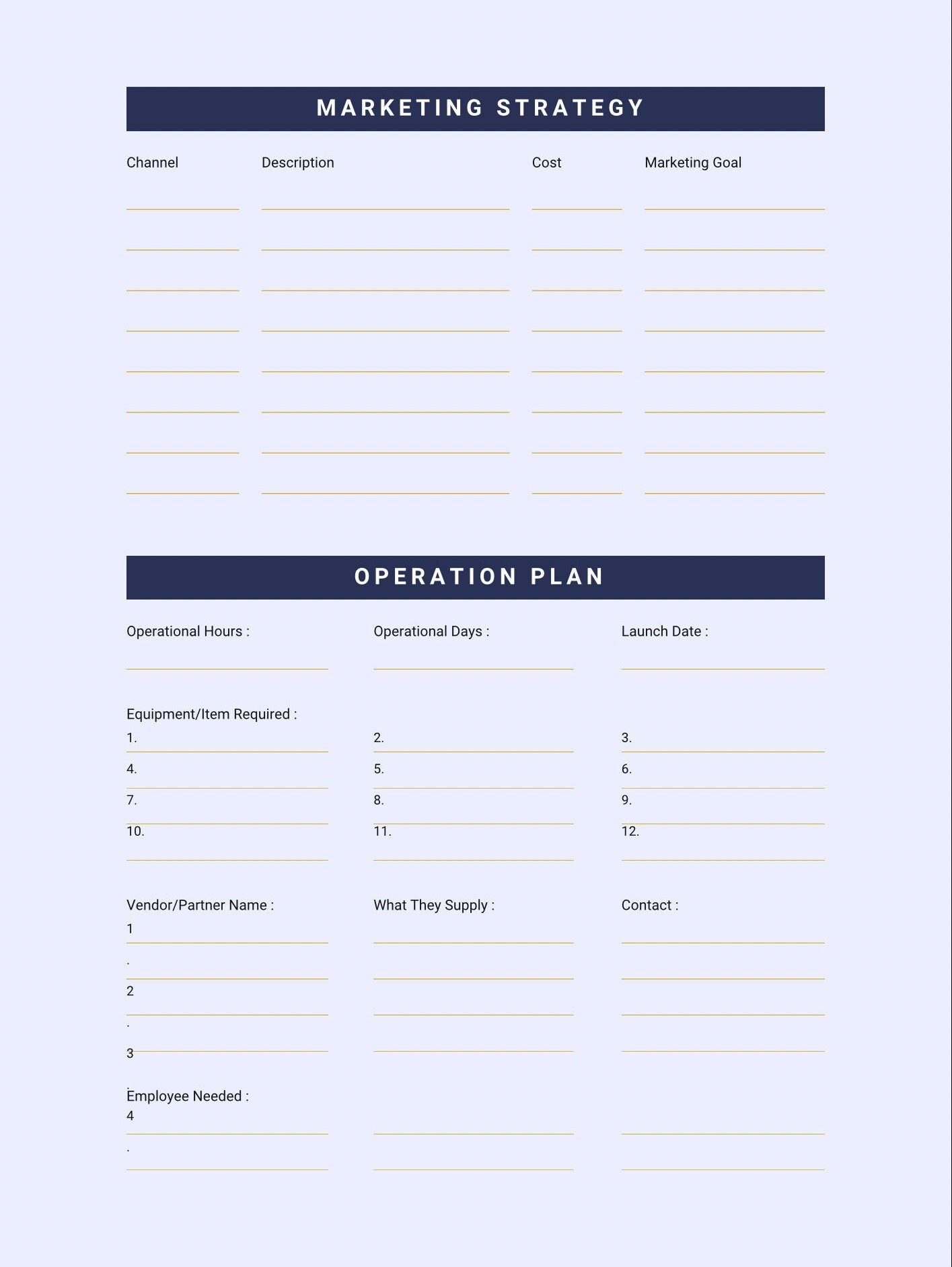 Business Plan Worksheets - Etsy