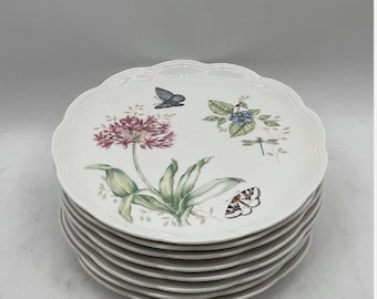 Vintage Lenox Butterfly Meadow EASTERN TAILED BLUE 11” Dinner Plates 8 Scalloped