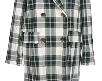 We the Free by Free People Woman’s Plaid Long Trench Coat XL