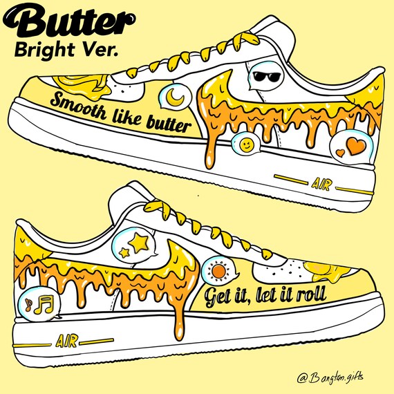 Boter BTS Schoenen Custom Nike Air Force 1s | Etsy