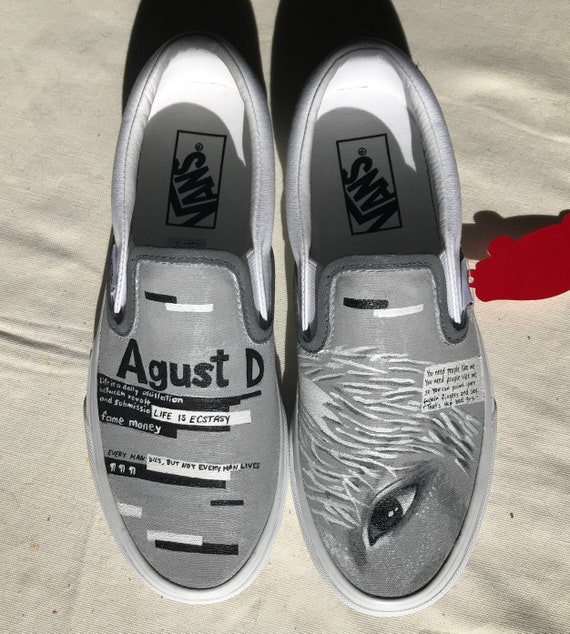 BTS Shoes Vans 'Agust D' Hand-painted | Etsy
