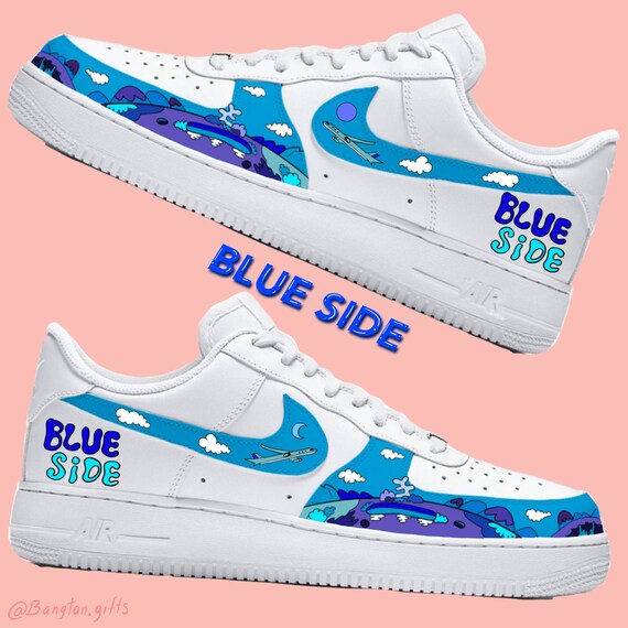 ventilador Mentalmente síndrome Lado Azul BTS Zapatos Personalizados Nike Air Force 1s - Etsy España