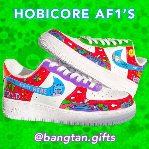 raro Incomparable Muslo Hobicore BTS Zapatos Personalizados Nike Air Force 1s - Etsy España