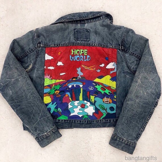 BTS Denim Jacket 'Hope World' Hand-painted | Etsy