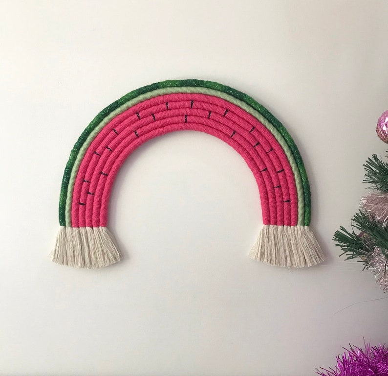 Extra, Extra Large Pink Watermelon rainbow wall hanging - Macram Extra, Extra Large Pink Watermelon rainbow wall hanging - Macram