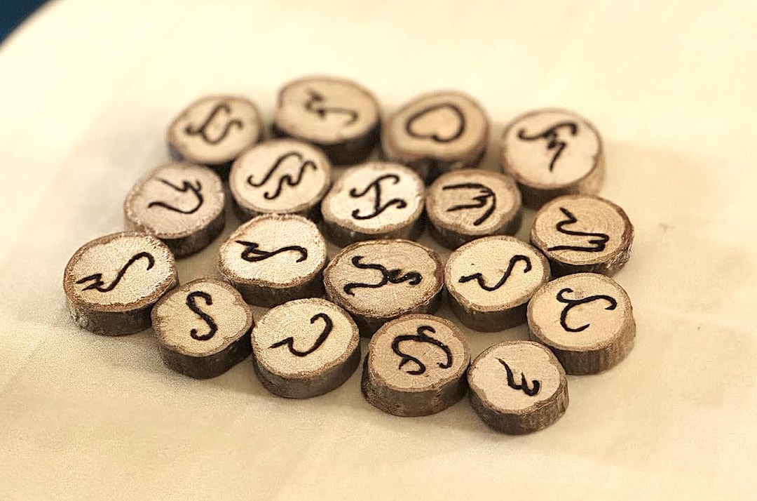 Baybayin Runes | Natural Wood Discs / Chips Woodburn Runes | Filipino ...
