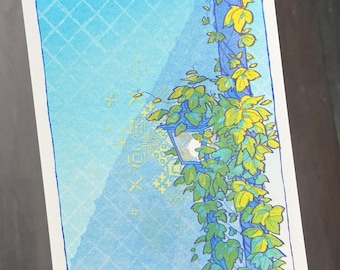 The Night Artificial - Risograph Art Print 5x7