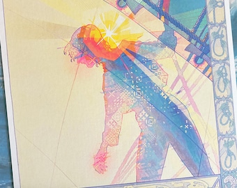 Sunlit Sailor Risograph Art Print - 11 x 11