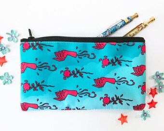 Rose Hand Zipper Pouch