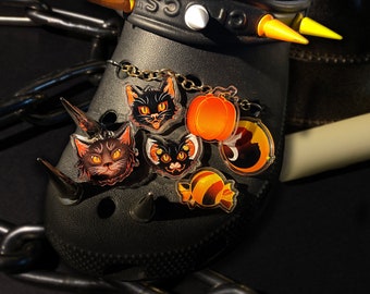 Retro Halloween Acrylic Shoe Charms • 1&quot;/25mm • Vintage-Inspired!