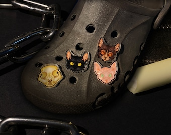 Gothic Katzen Schuh-Anhänger • 1 ”/ 25 mm • Lykoi, Sphynx, schwarze Katze, Schädel