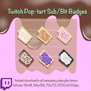 Yummy Poptart treats Twitch Sub Badges Bit Badges cute twitch badges