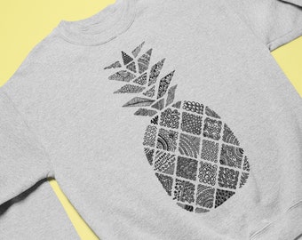 CY SHOP Hawaiian Pineapple Aloha Mens Boys Crewneck Unisex Pullover Sweatshirt Crew Neck Hoodie