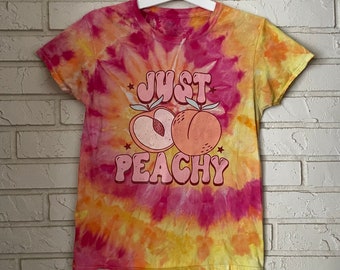 Just Peachy Tie-Dye Graphic Tee. Graphic Tee, Ice Dye, Tie-Dye, Adult Small, Tie Dye T-Shirt, Graphic Tees, Funny T-Shirt
