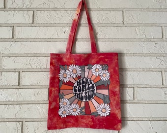 Tie-Dye Tote Bag, Tie-Dye, Ice Dye, Reusable Bag, Market Bag, Book Bag, Cotton Canvas, Tote, Graphic Tote Bag, Small Tote