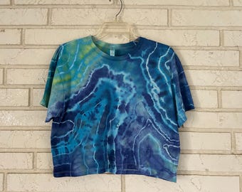 Geode Tie-Dye Crop Top, Earthy Boho Tee