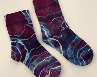 Bamboo Socks, Crew Socks, Tie-dye Socks, Geode, Viscose Socks, Bamboo Crew Socks, Purple Tie-Dye, Geode Tie Dye