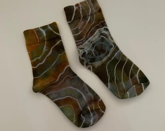 Bamboo Socks, Crew Socks, Tie-dye Socks, Geode, Viscose Socks, Bamboo Crew Socks