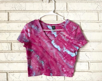 Tie-Dye Crop Top, Size Medium, V-Neck Tie-Dye, Festival Crop Top, Tie-Dye Tee, Cropped Tee, Crop Top, Junior’s, Women’s, TieDye,